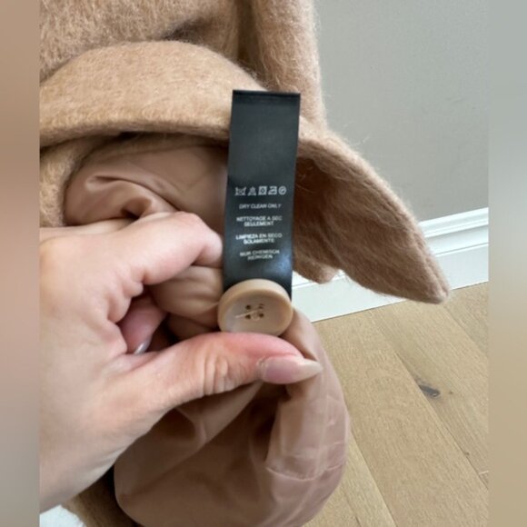 ASOS Wool Mohair Blend Camel Long Peacoat – Size 0 (Oversized Fit) - Picture 6 of 7